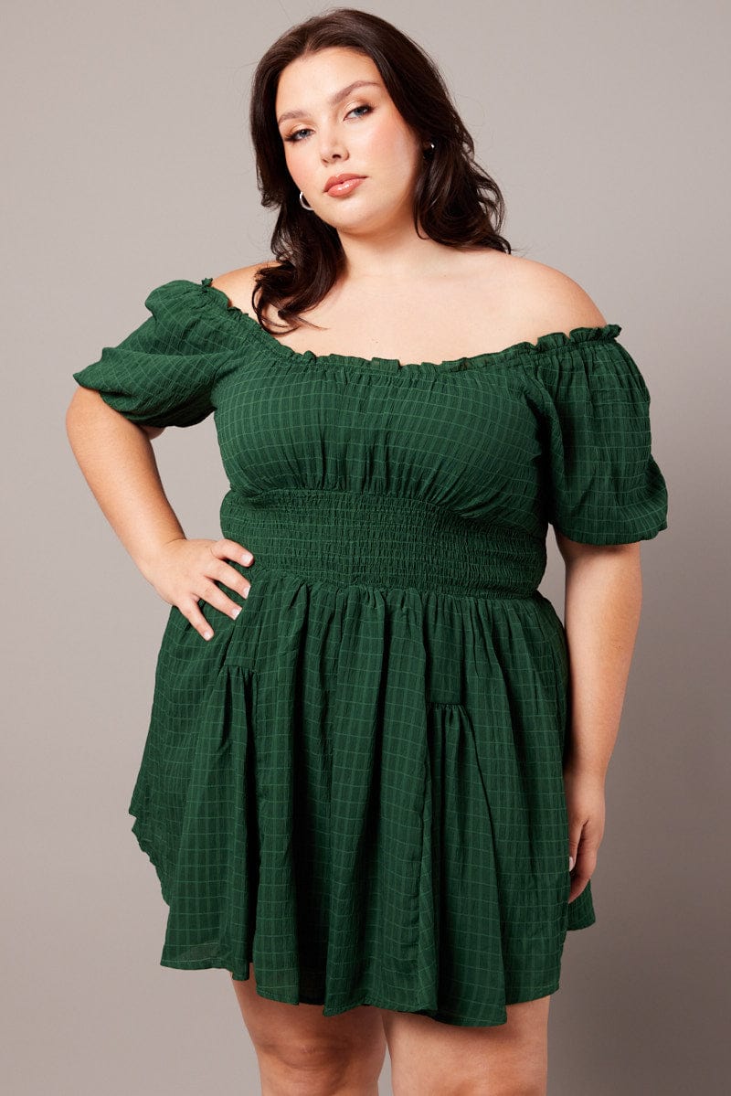 Green Ruched Playsuit Short Sleeve for YouandAll Fashion