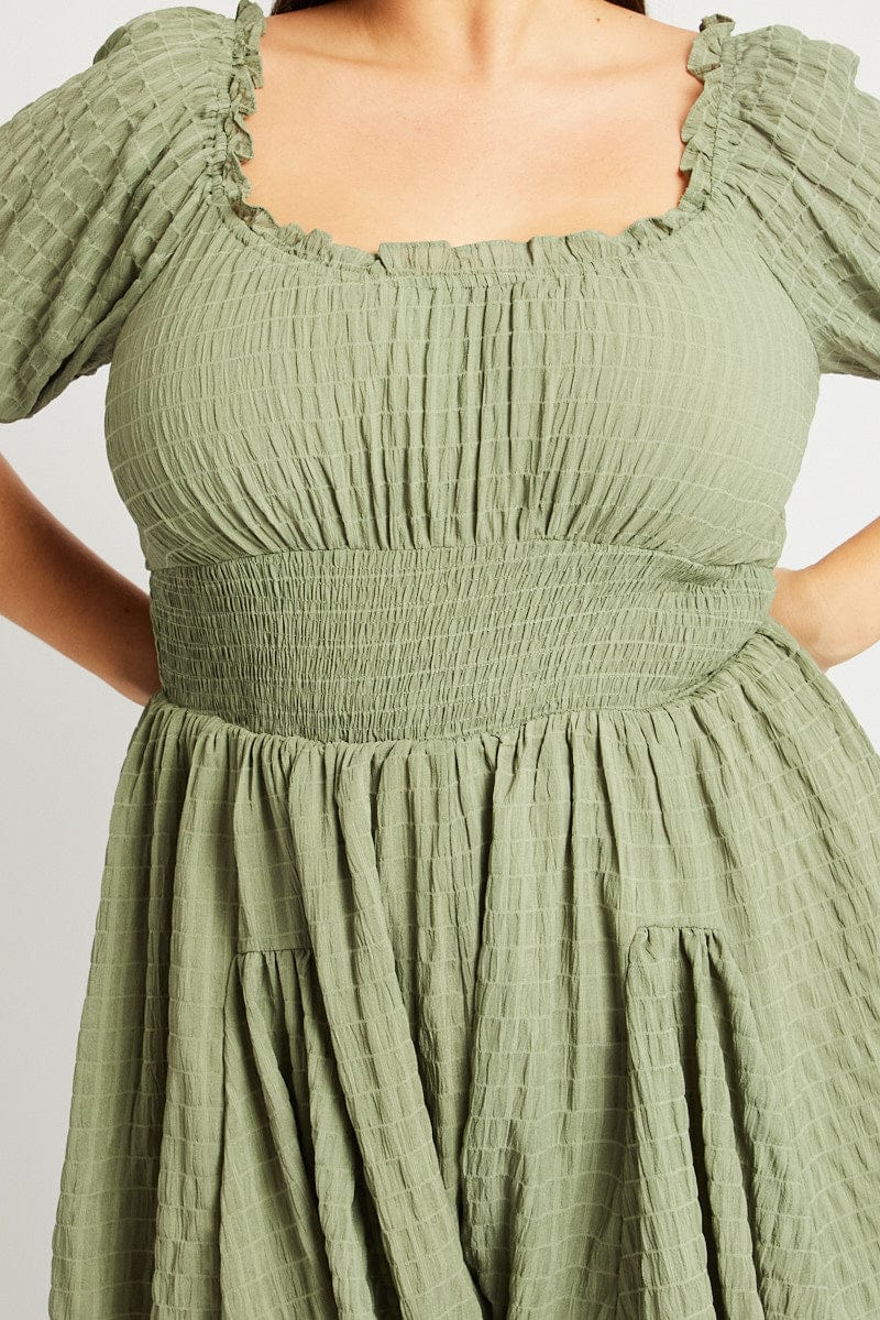 Green Textured Playsuit Short Sleeve for YouandAll Fashion