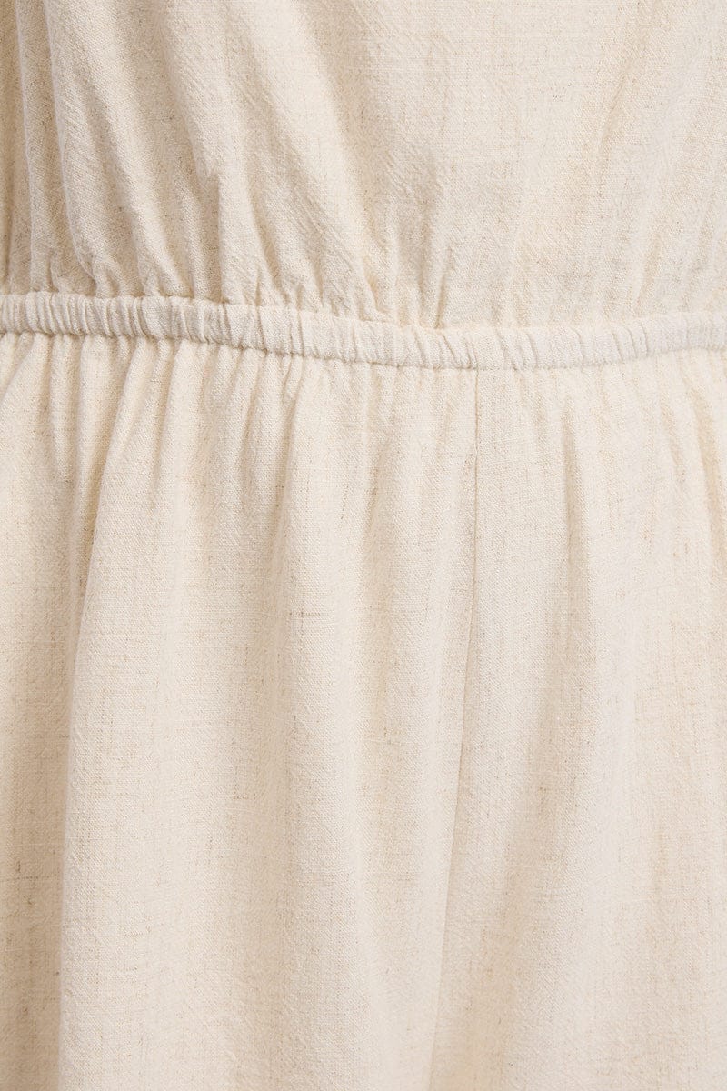 Beige Playsuit Sleeveless Tie Back for YouandAll Fashion