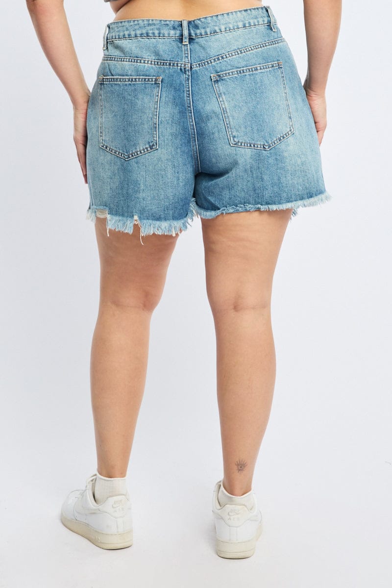 Denim Relaxed Shorts Mid Rise for YouandAll Fashion