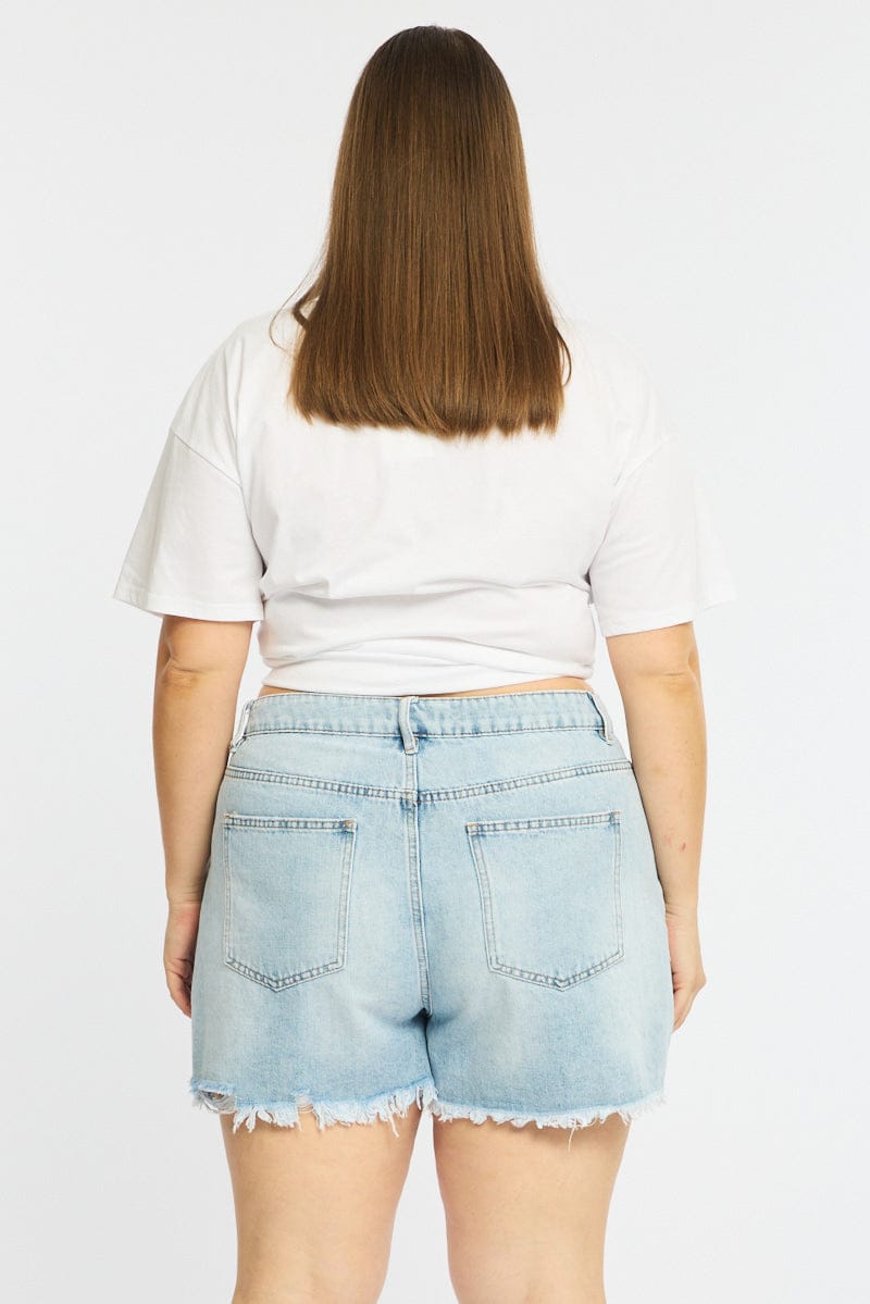 Denim Relaxed Shorts Mid Rise for YouandAll Fashion