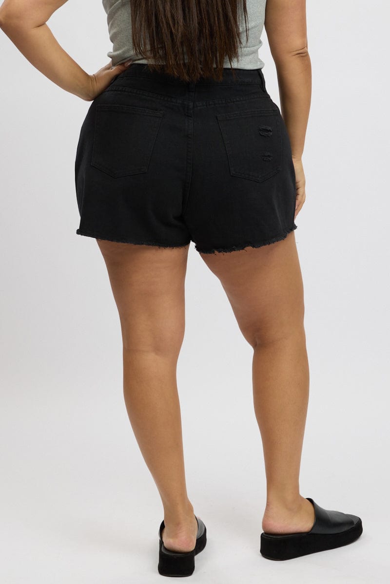 Black Relaxed Shorts High Rise for YouandAll Fashion