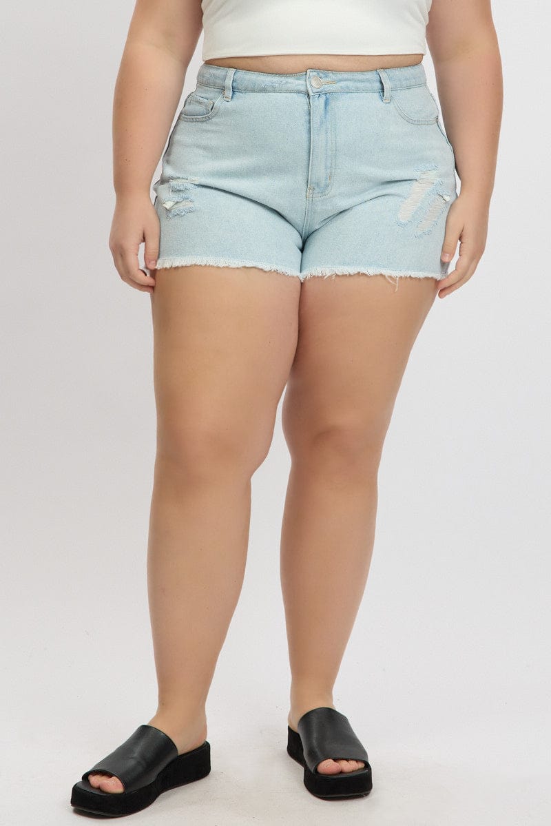 Denim Relaxed Shorts High Rise for YouandAll Fashion