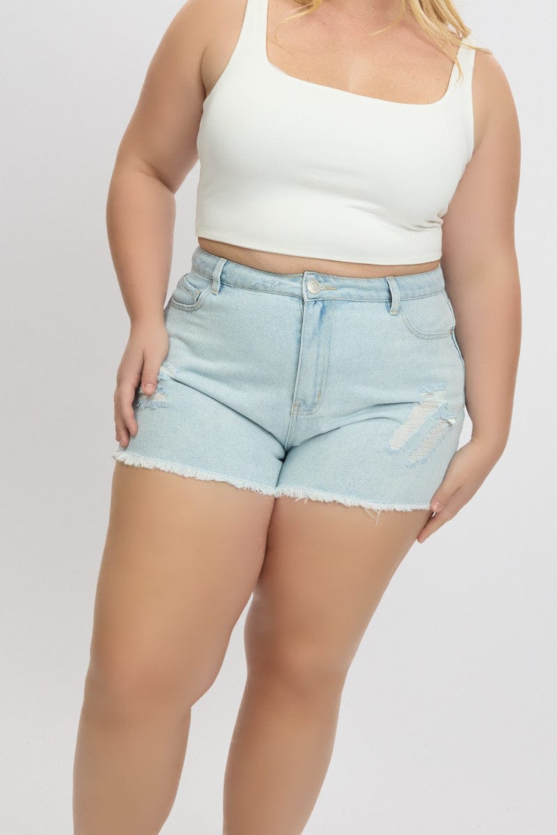 Denim Relaxed Shorts High Rise for YouandAll Fashion