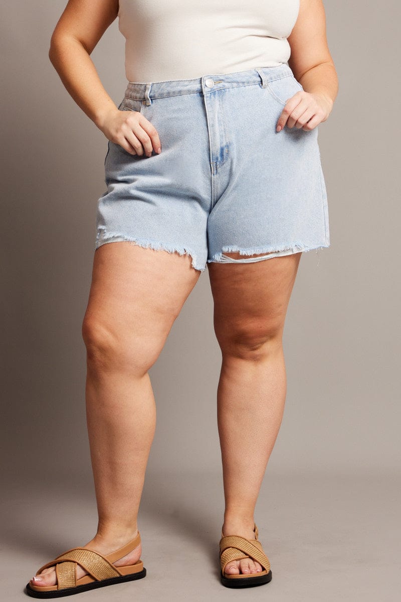 Denim Relaxed Shorts High Rise for YouandAll Fashion