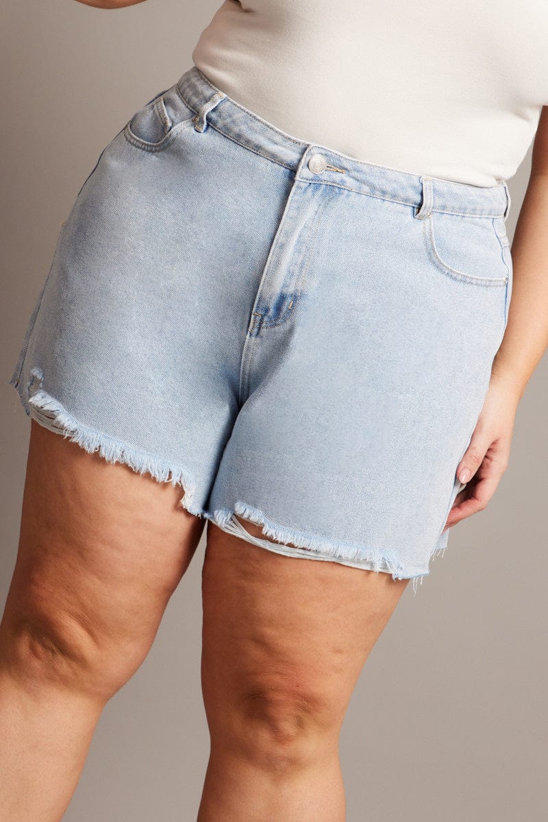 Denim Relaxed Shorts High Rise for YouandAll Fashion