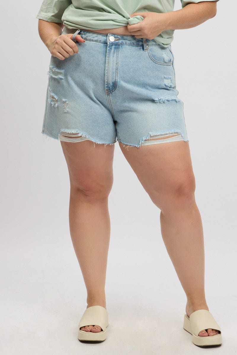 Denim Relaxed Shorts High Rise for YouandAll Fashion