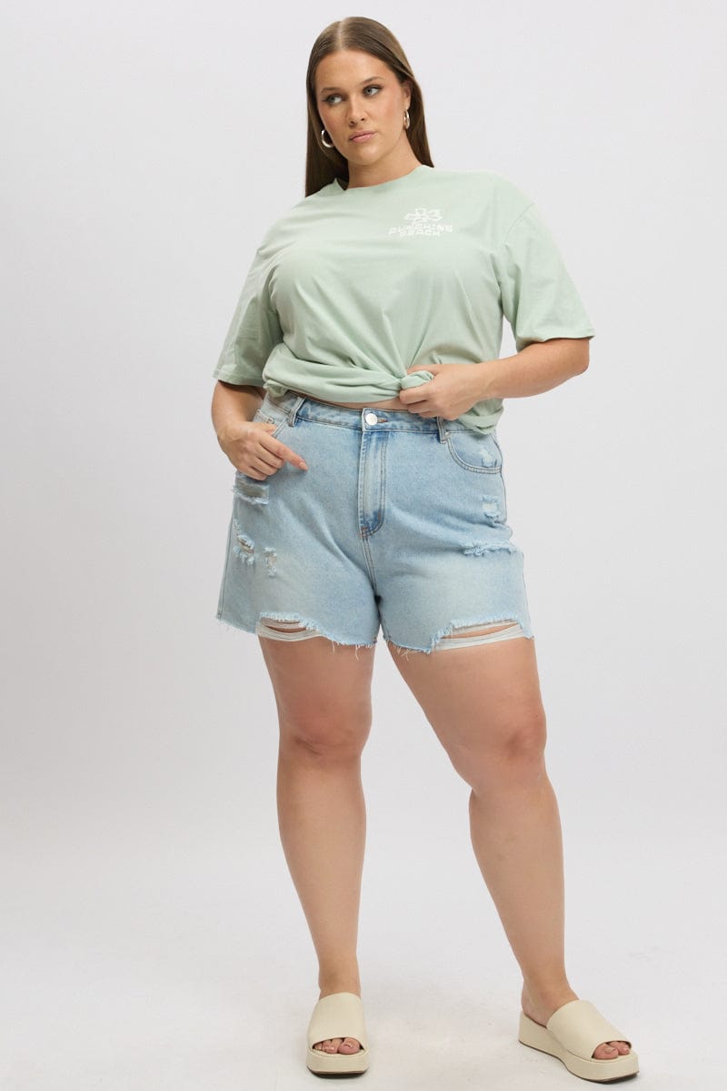 Denim Relaxed Shorts High Rise for YouandAll Fashion