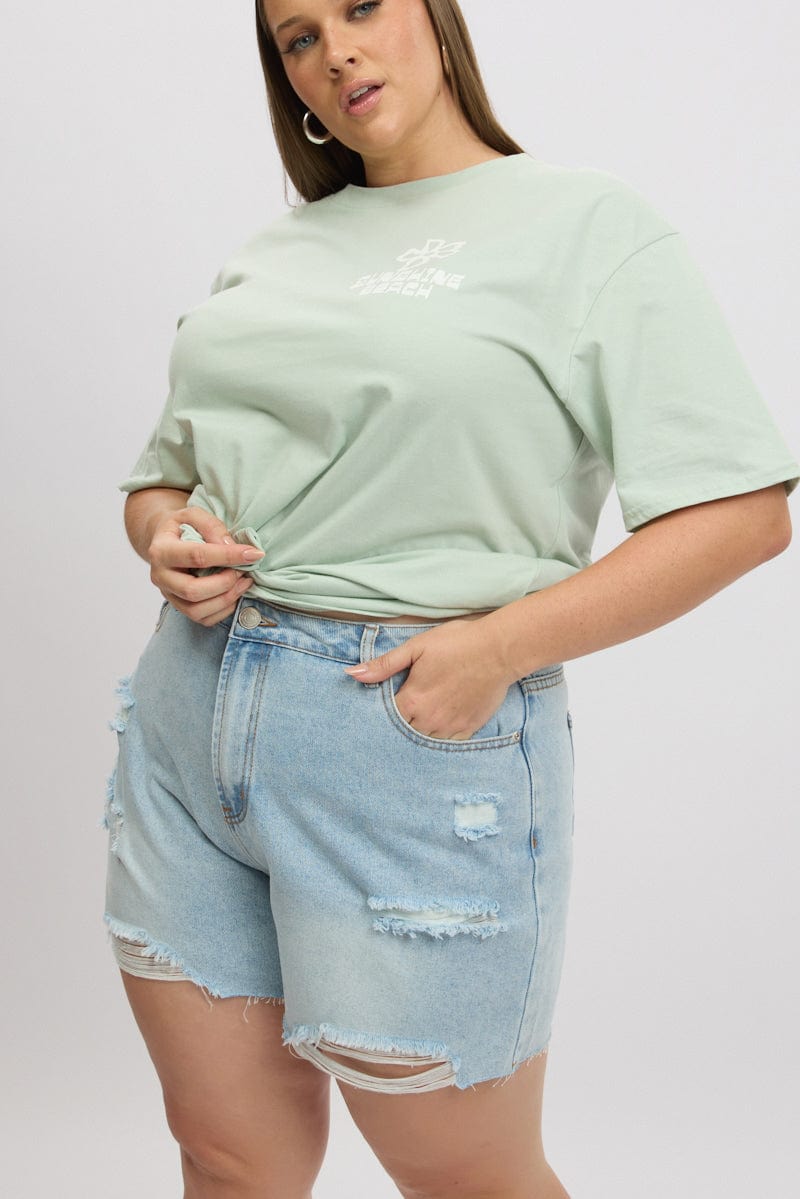 Denim Relaxed Shorts High Rise for YouandAll Fashion