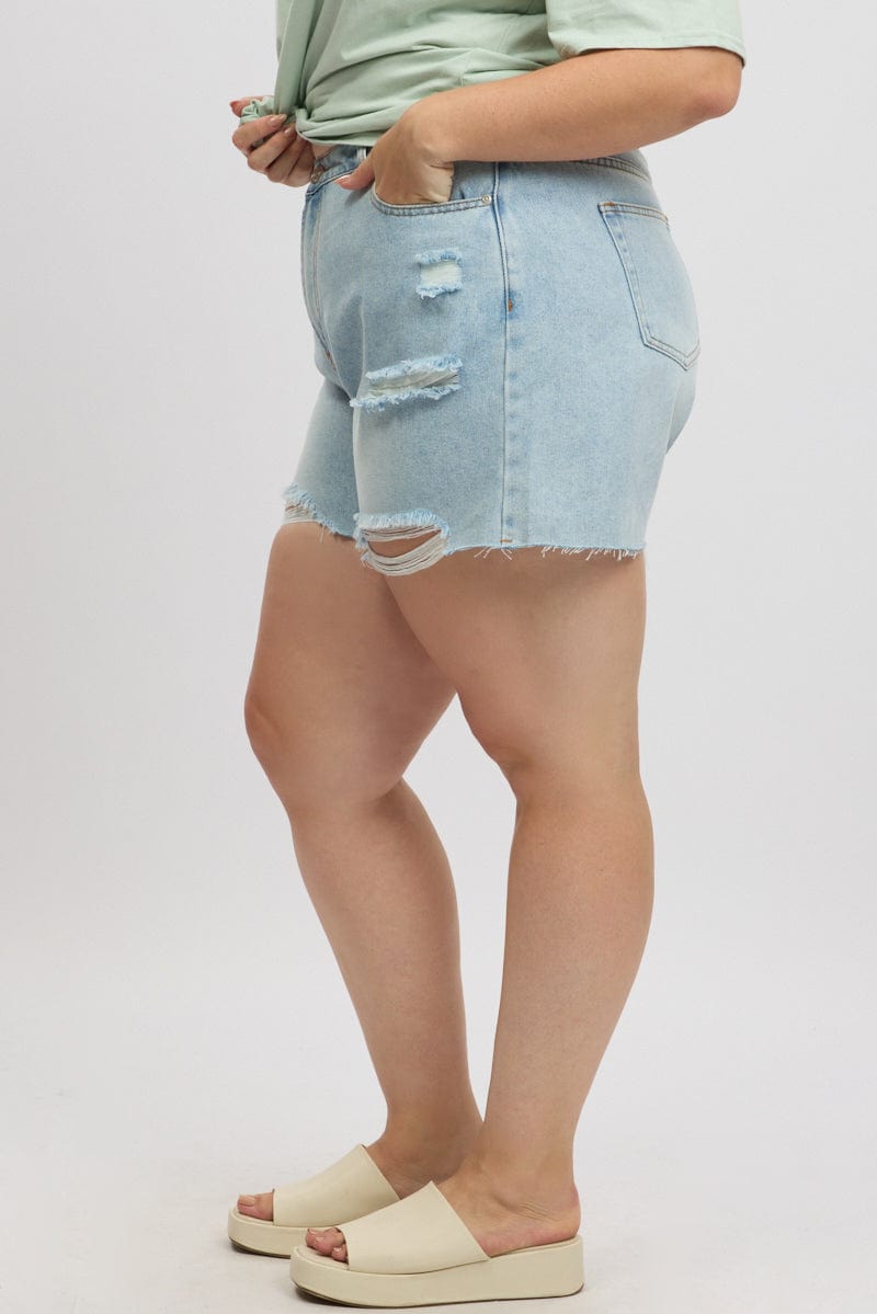 Denim Relaxed Shorts High Rise for YouandAll Fashion