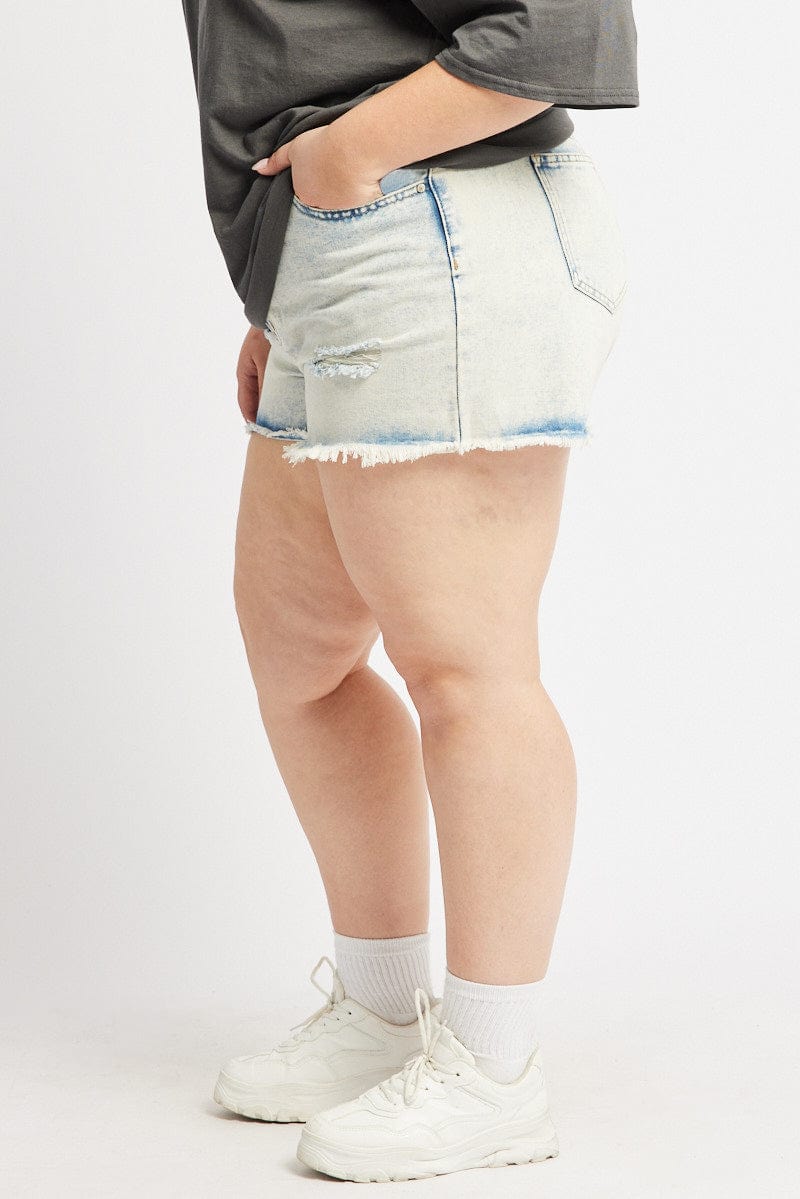 Denim Relaxed Shorts High Rise for YouandAll Fashion