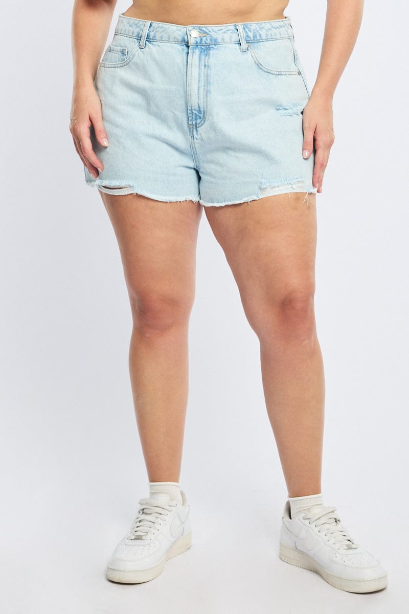 Denim Relaxed Shorts High Rise for YouandAll Fashion