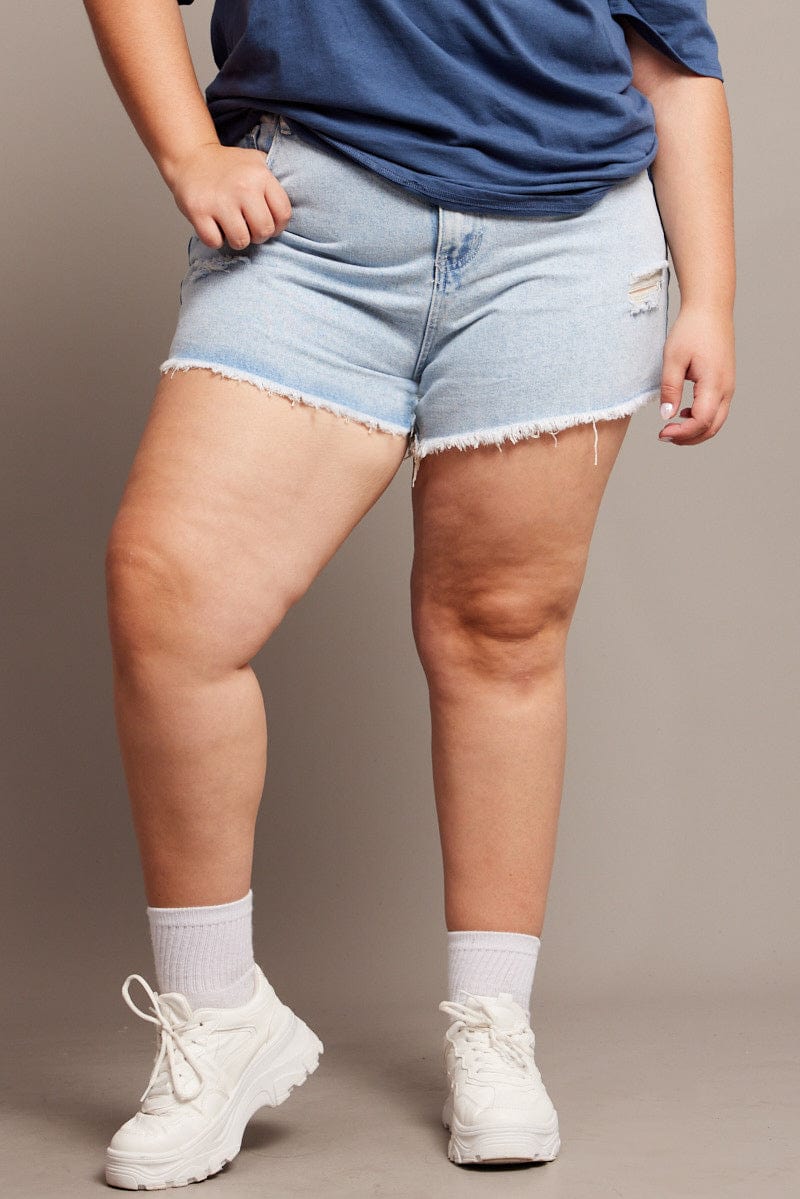 Denim Relaxed Shorts High Rise for YouandAll Fashion