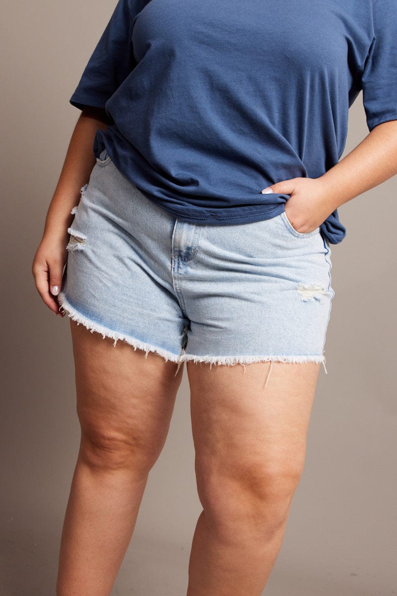 Denim Relaxed Shorts High Rise for YouandAll Fashion