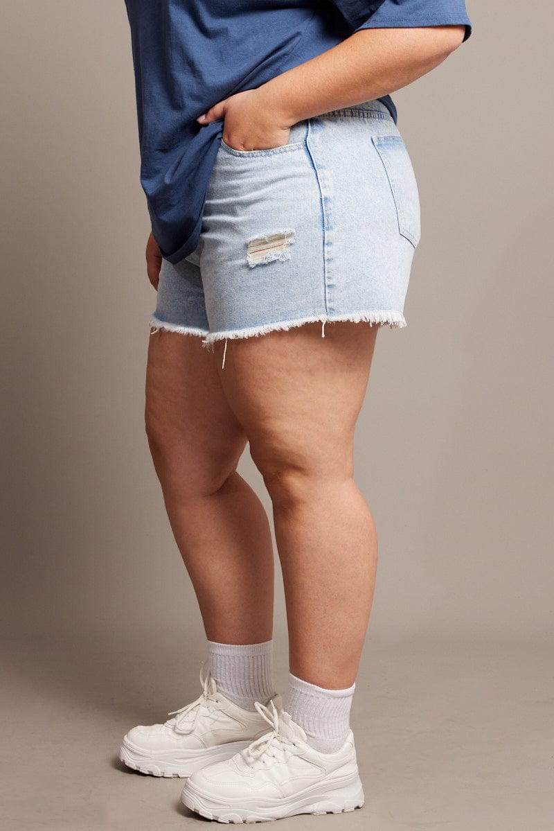 Denim Relaxed Shorts High Rise for YouandAll Fashion