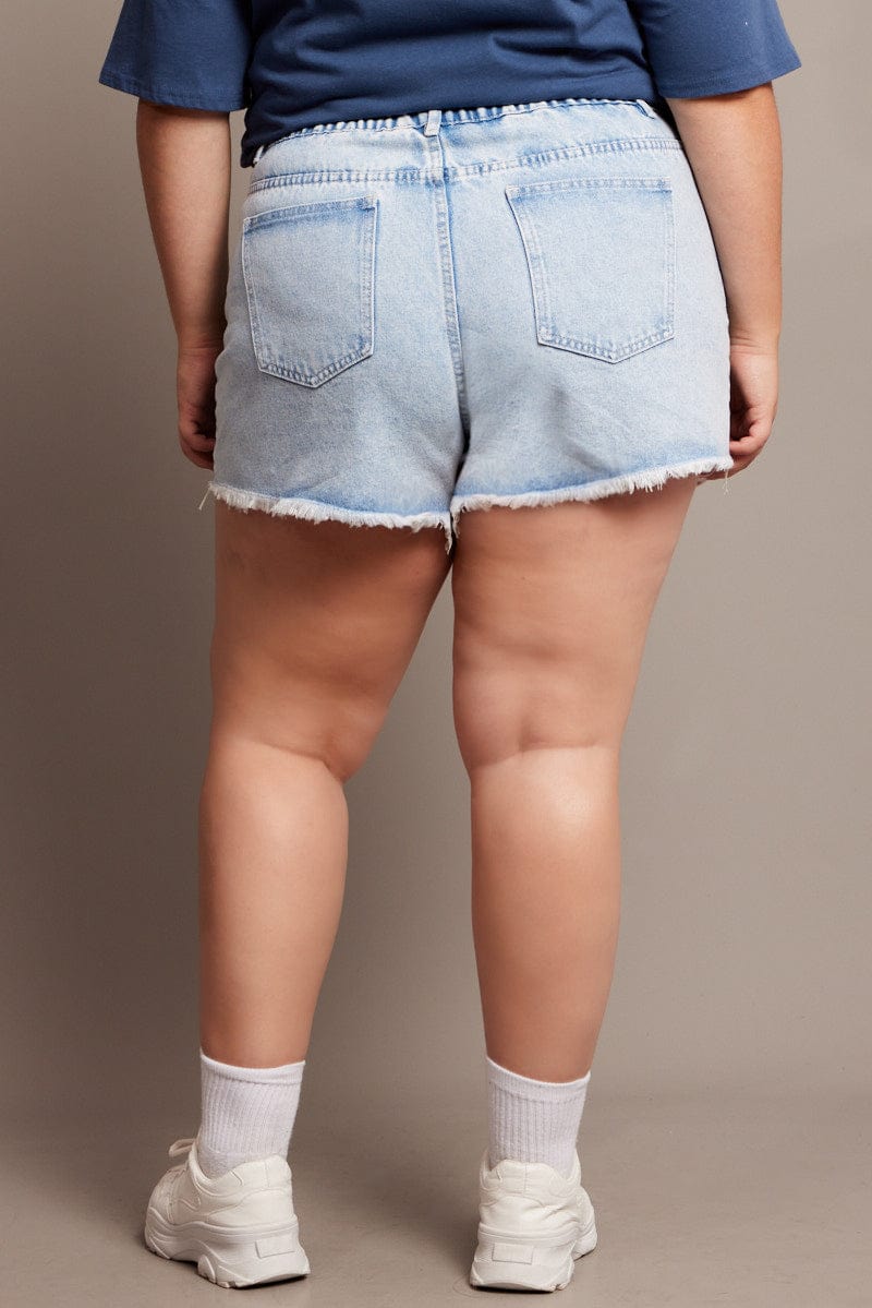 Denim Relaxed Shorts High Rise for YouandAll Fashion