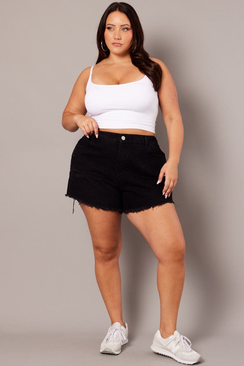 Black Relaxed Shorts High Rise for YouandAll Fashion