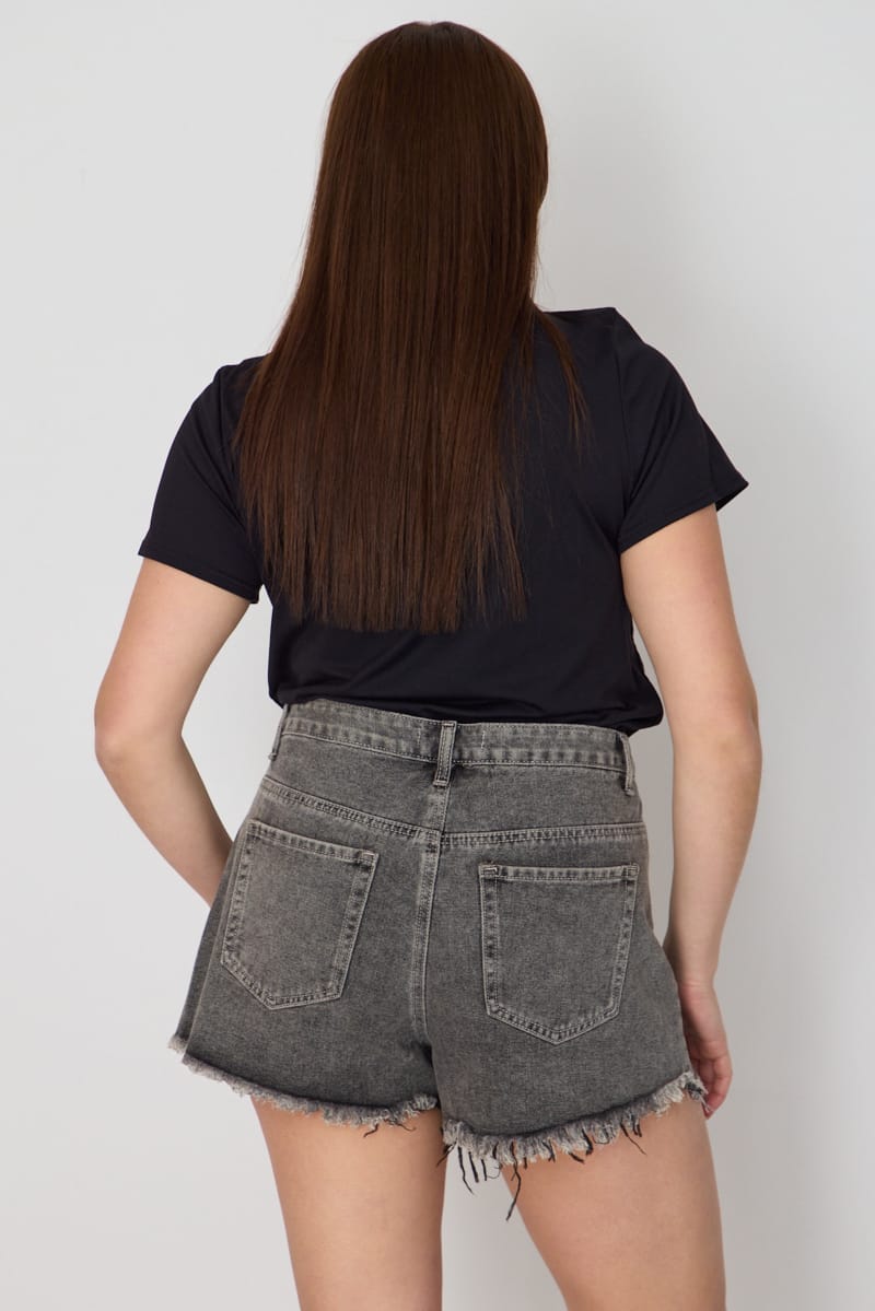 Denim Relaxed Shorts Distressed for YouandAll Fashion