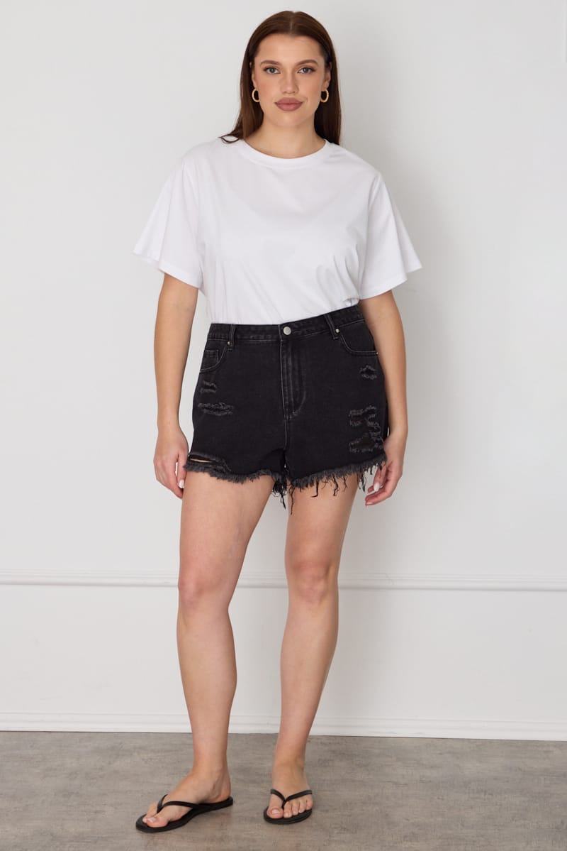 Denim Relaxed Shorts Distressed for YouandAll Fashion