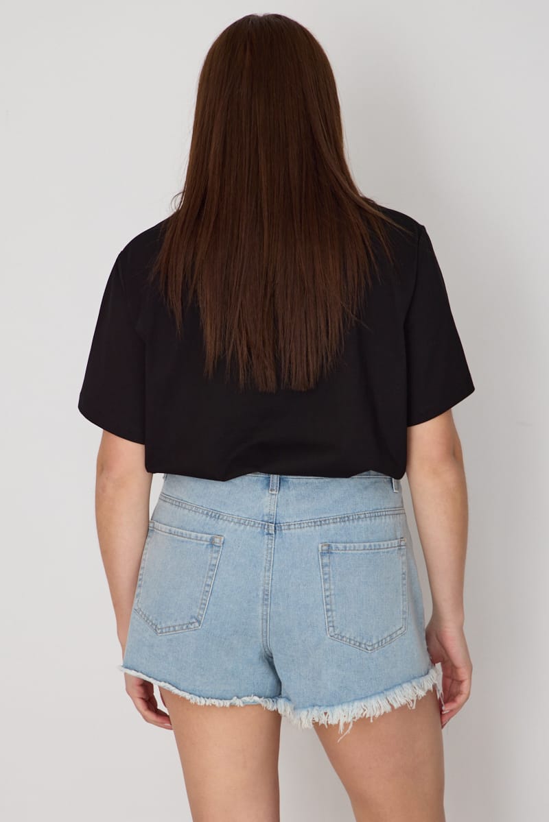 Denim Relaxed Shorts Distressed for YouandAll Fashion