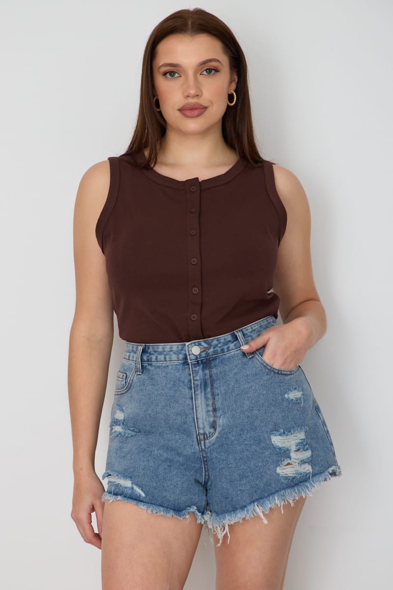 Denim Relaxed Shorts Distressed for YouandAll Fashion
