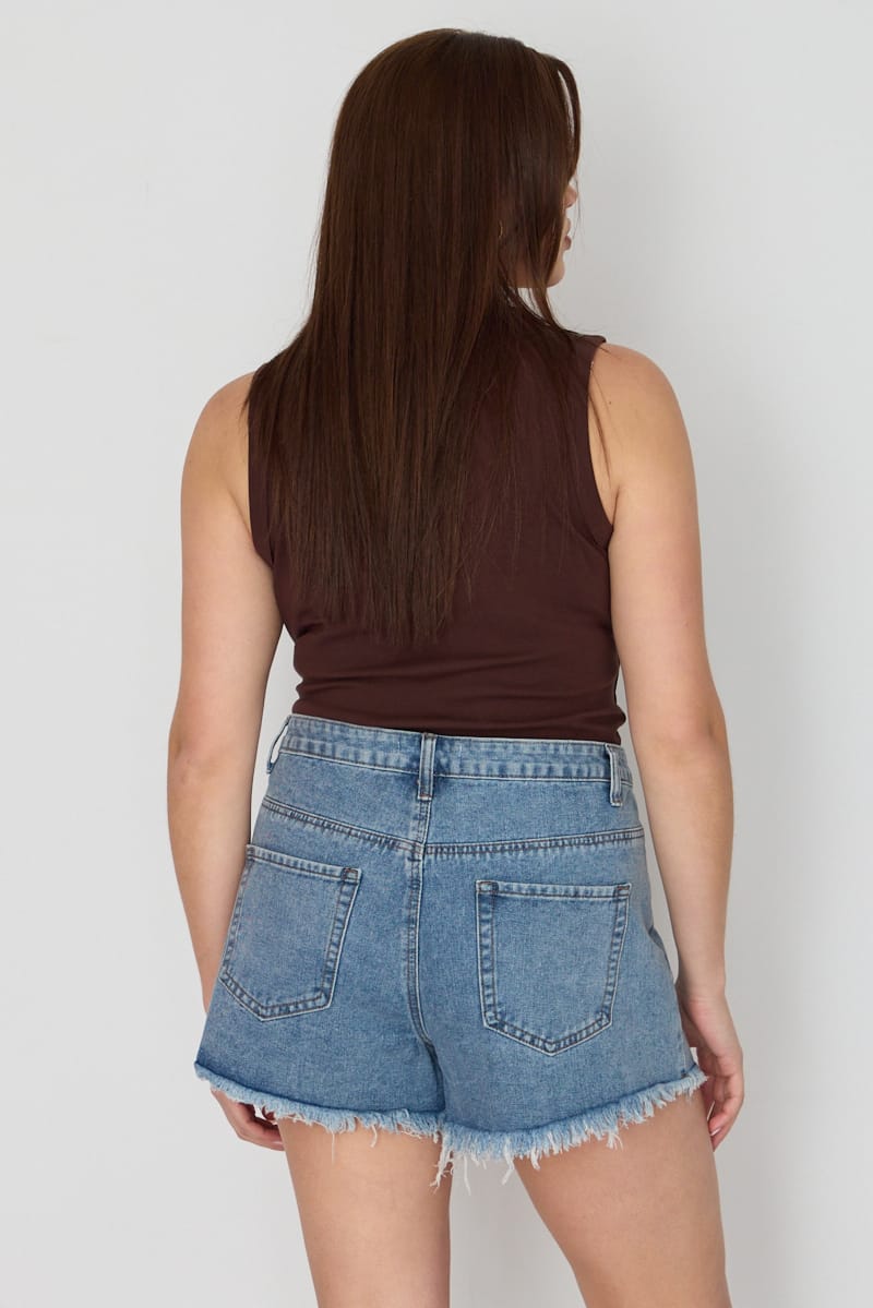 Denim Relaxed Shorts Distressed for YouandAll Fashion