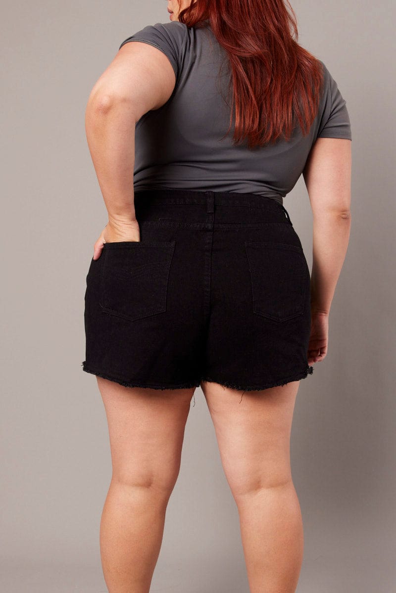 Black Relaxed Shorts High Rise for YouandAll Fashion