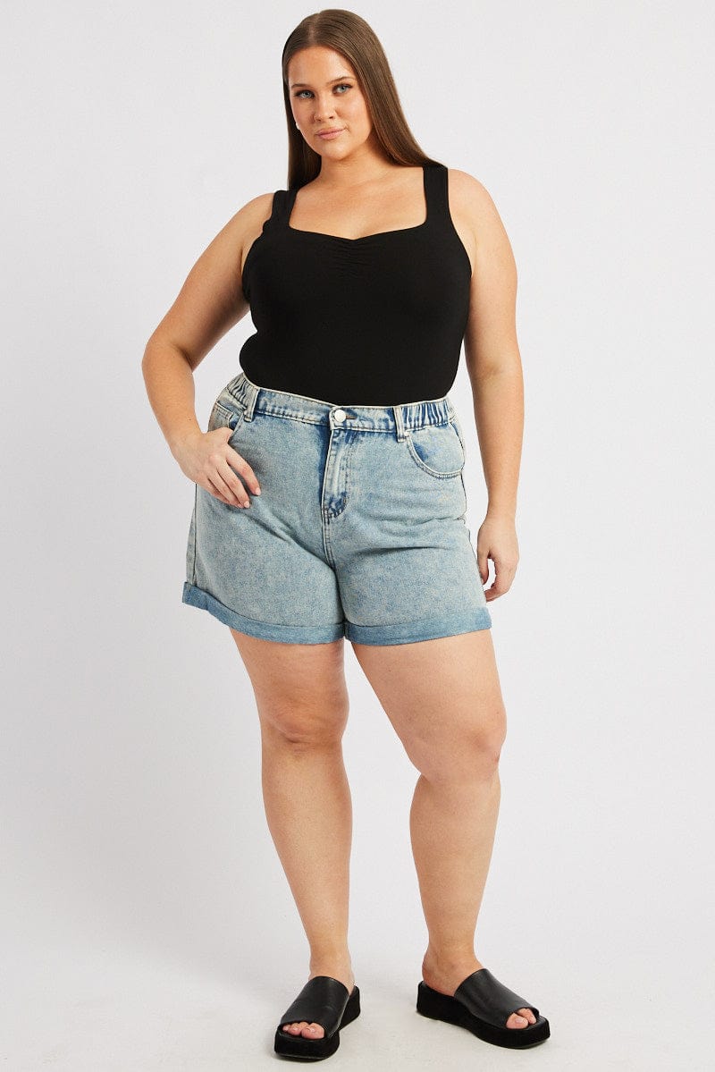 Denim Relaxed Shorts High Rise for YouandAll Fashion