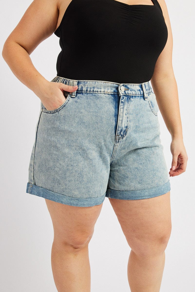 Denim Relaxed Shorts High Rise for YouandAll Fashion