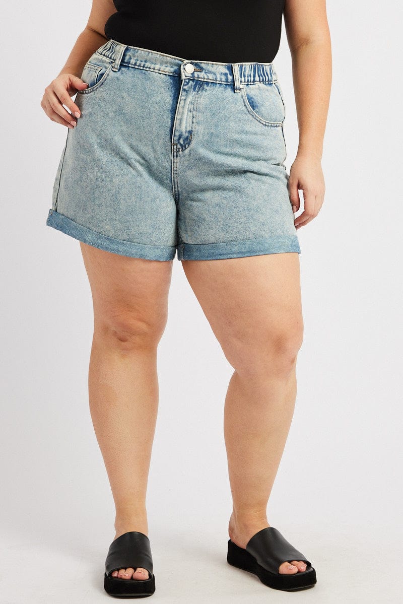 Denim Relaxed Shorts High Rise for YouandAll Fashion