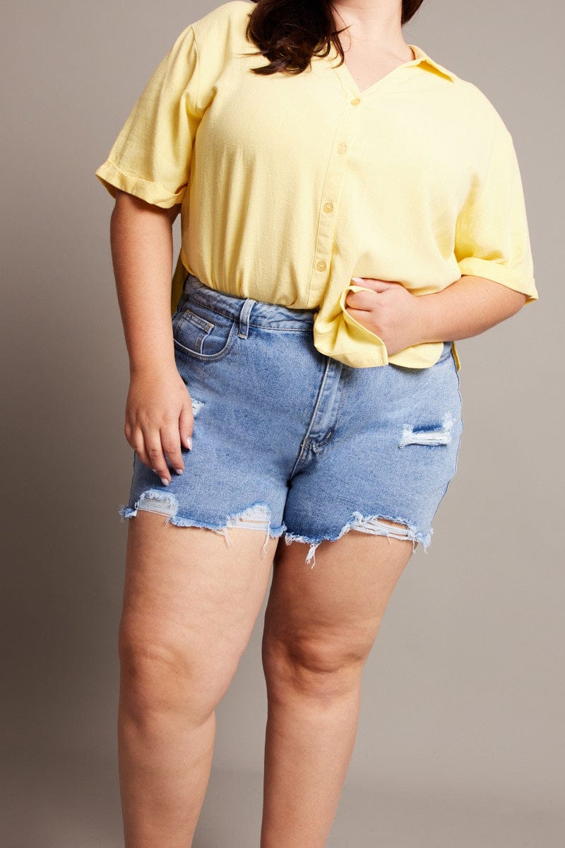 Denim Relaxed Shorts High Rise for YouandAll Fashion