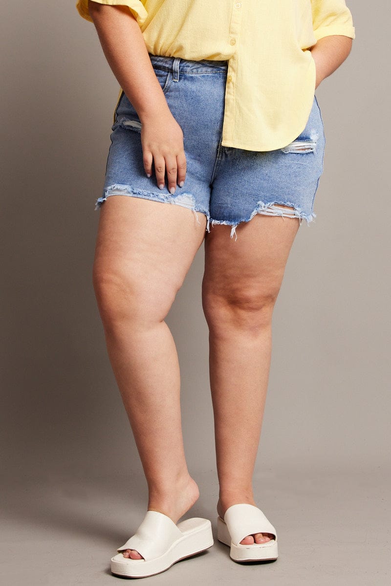 Denim Relaxed Shorts High Rise for YouandAll Fashion