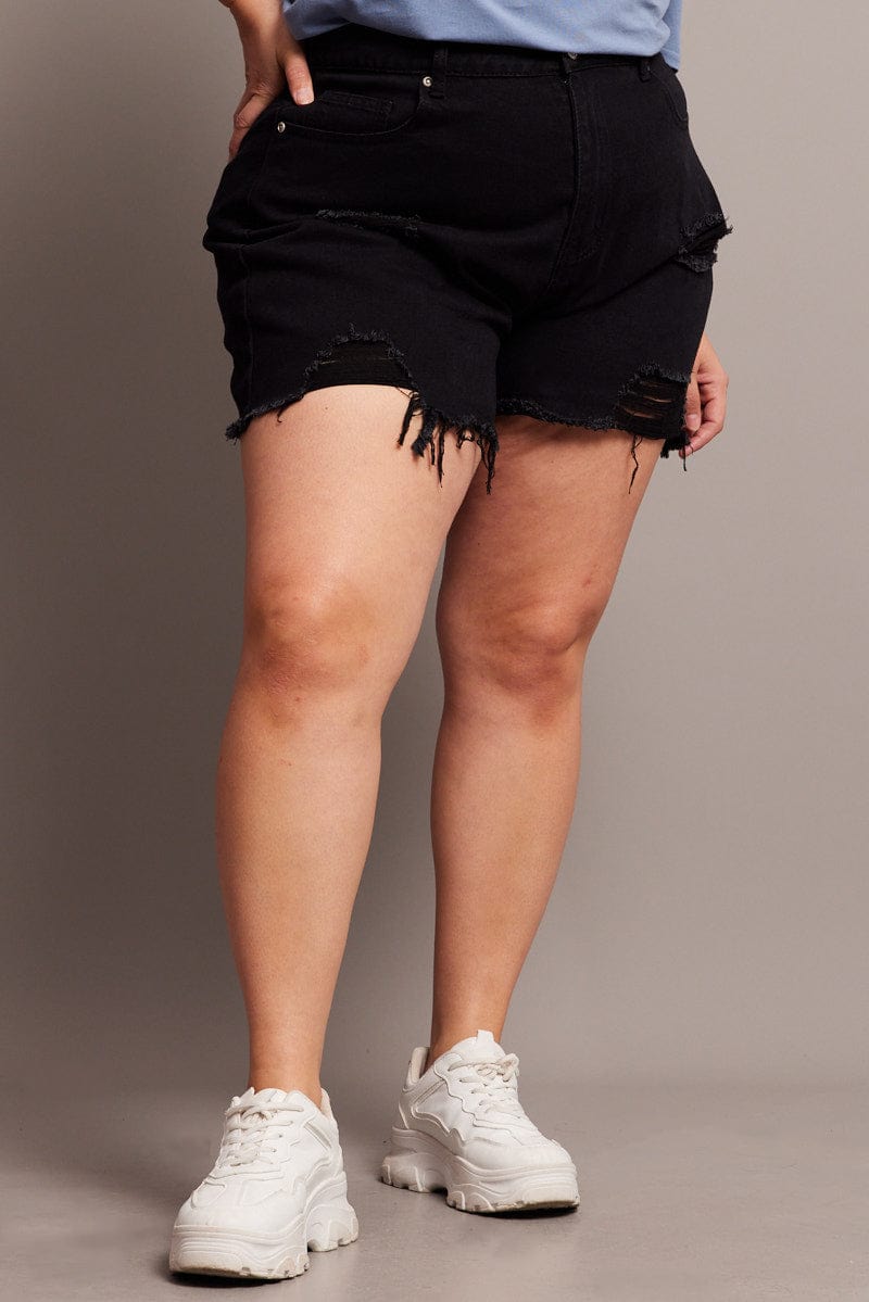 Black Relaxed Short High Rise for YouandAll Fashion