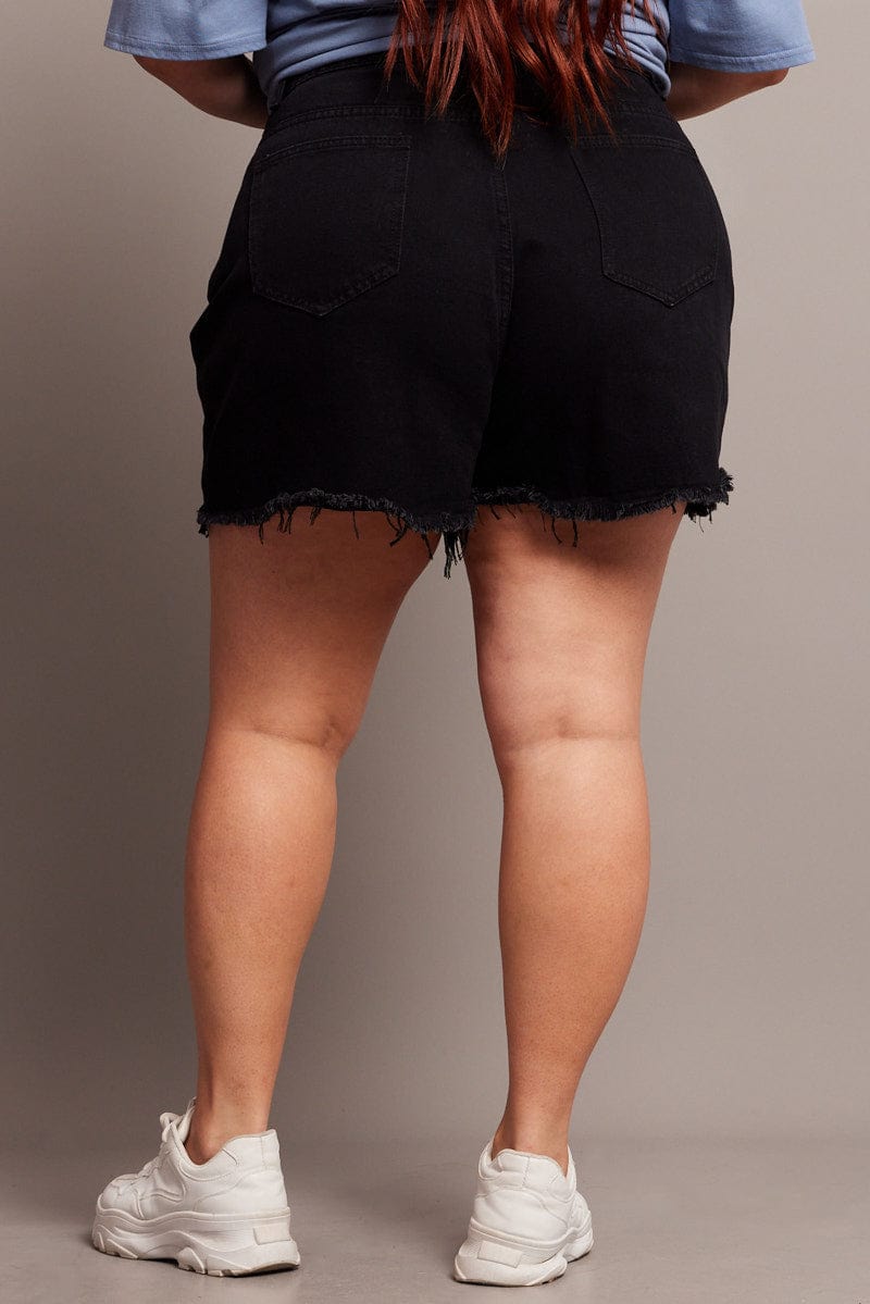 Black Relaxed Short High Rise for YouandAll Fashion