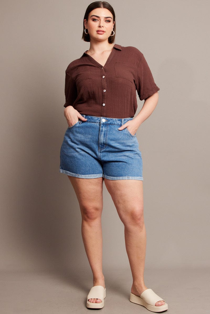 Fashion Mom Jeans Shorts High Waist High-waisted Mom-fit Denim