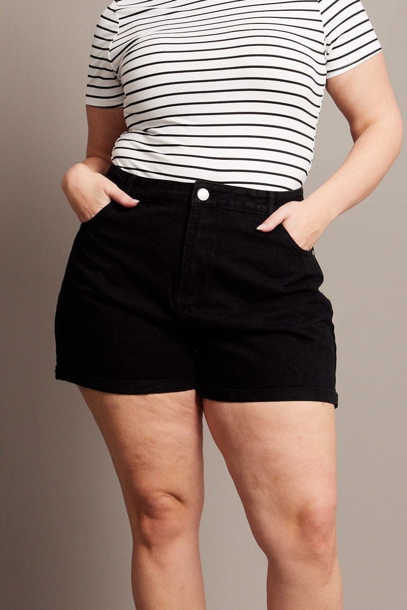 Black Mom Shorts High Rise for YouandAll Fashion