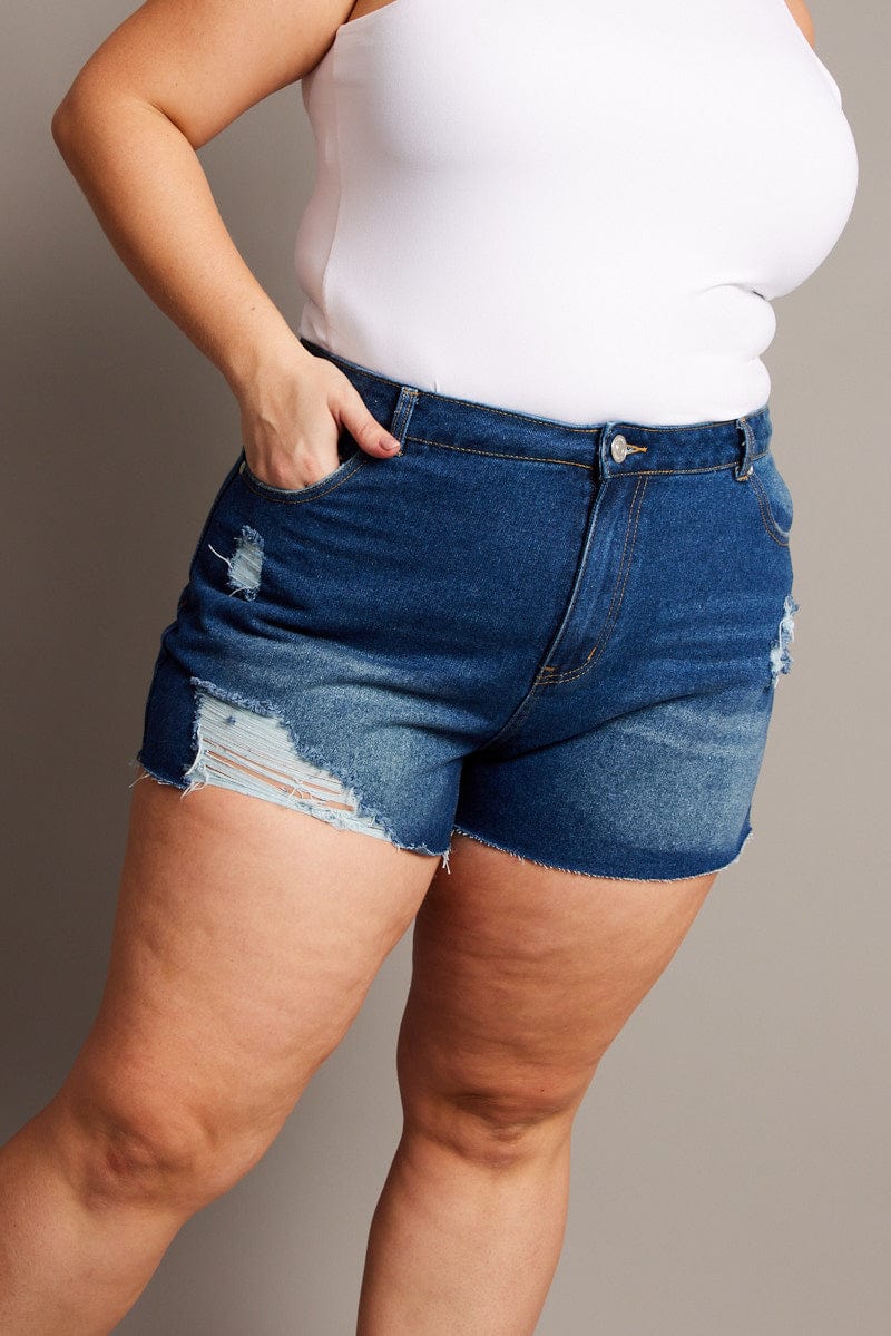 Denim Relaxed Shorts High Rise for YouandAll Fashion