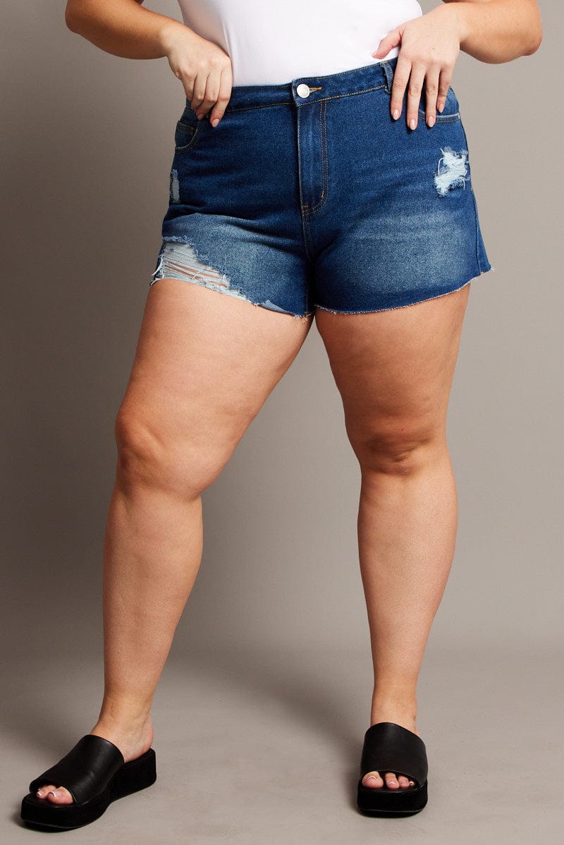 Denim Relaxed Shorts High Rise for YouandAll Fashion