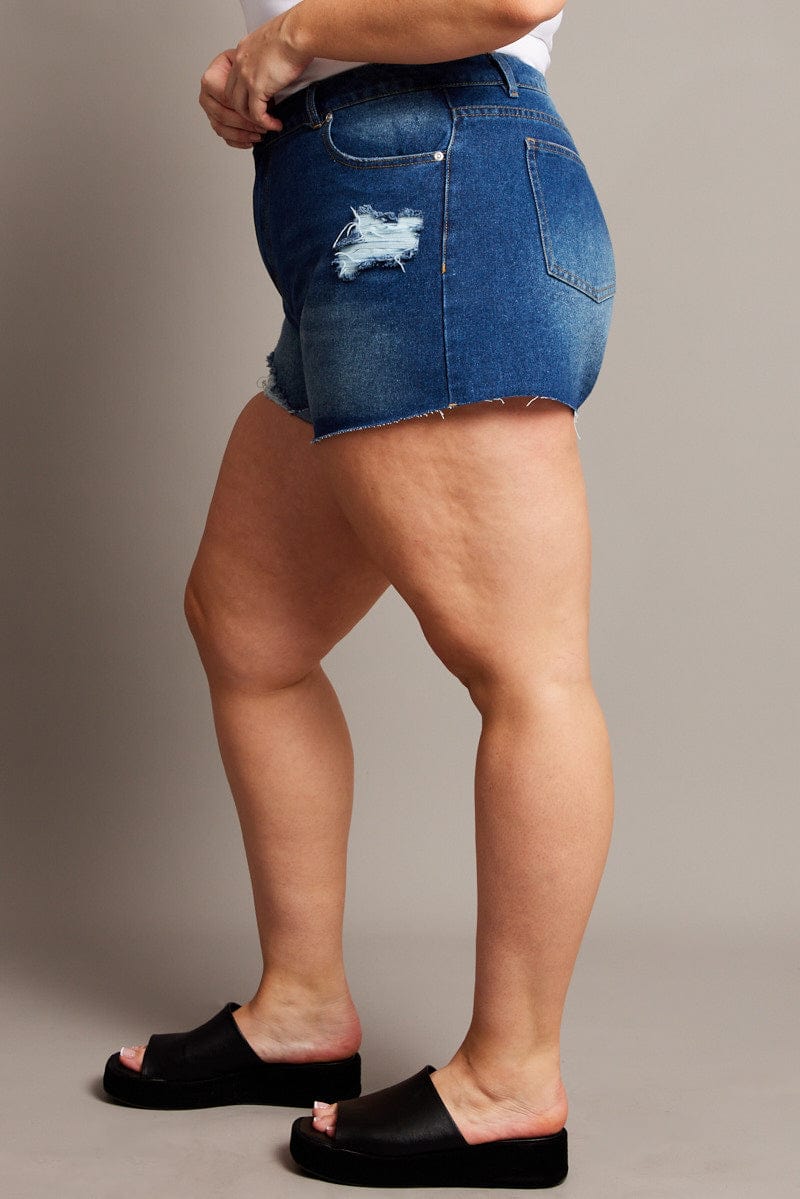 Denim Relaxed Shorts High Rise for YouandAll Fashion