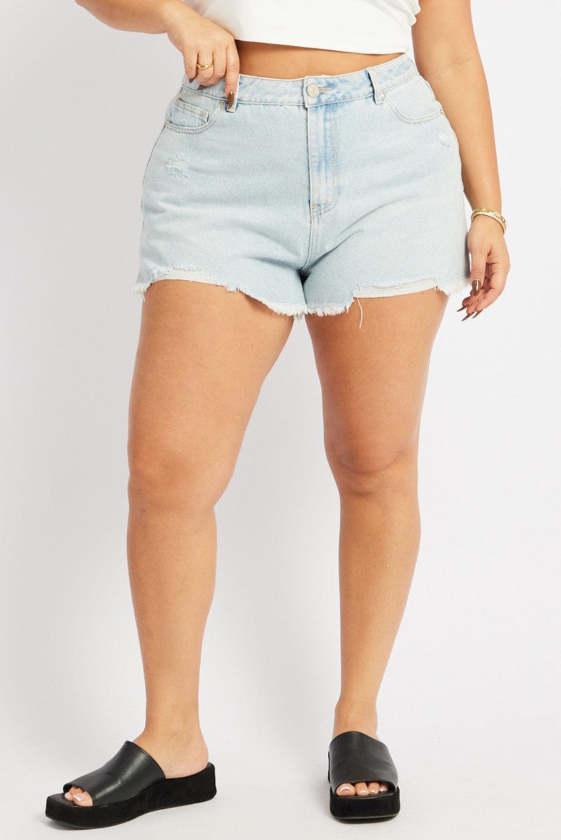 Denim Relaxed Shorts High Rise for YouandAll Fashion