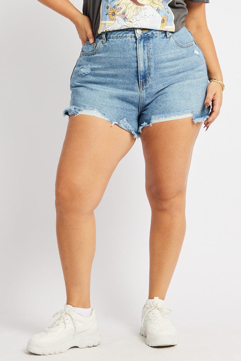 Denim Relaxed Shorts High Rise for YouandAll Fashion