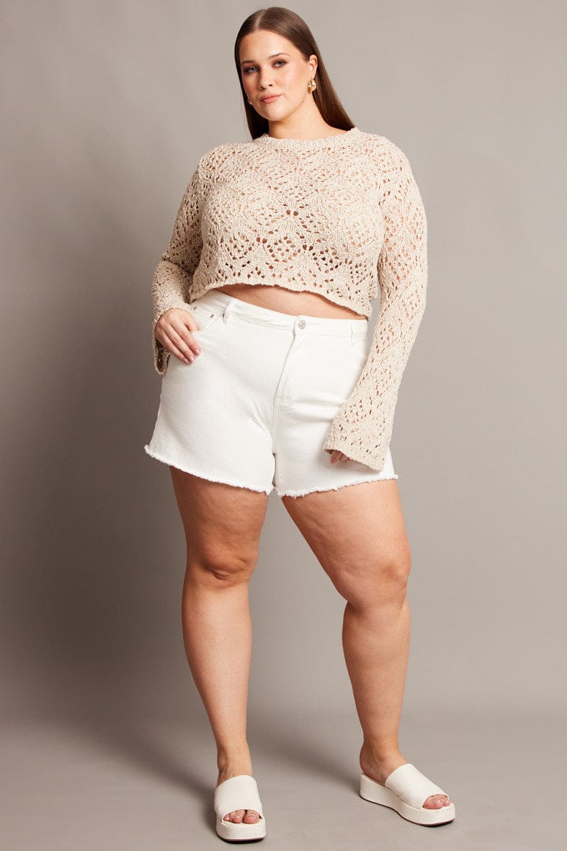 White Relaxed Shorts High Rise for YouandAll Fashion