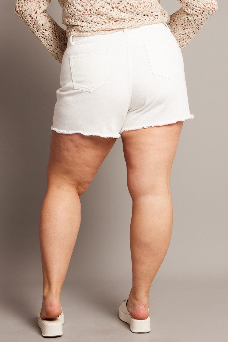 White Relaxed Shorts High Rise for YouandAll Fashion