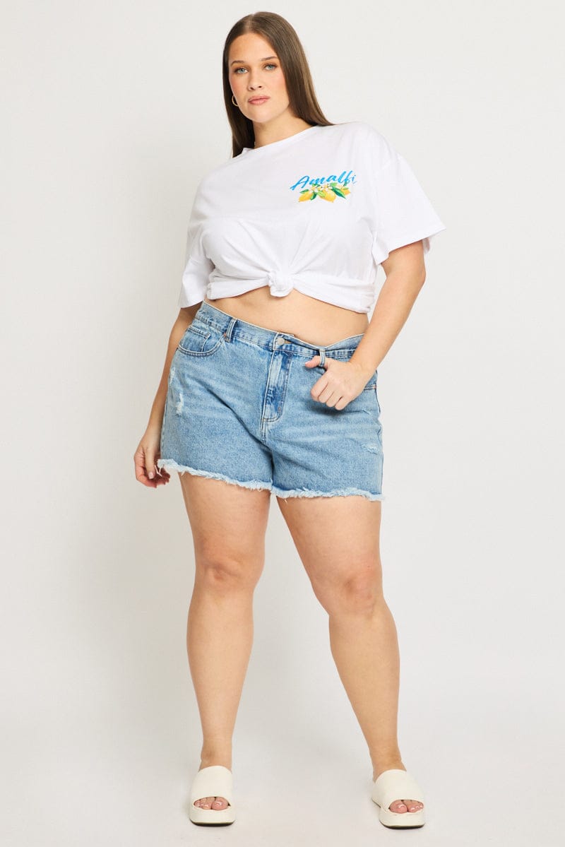 Denim Relaxed Shorts Mid Rise for YouandAll Fashion