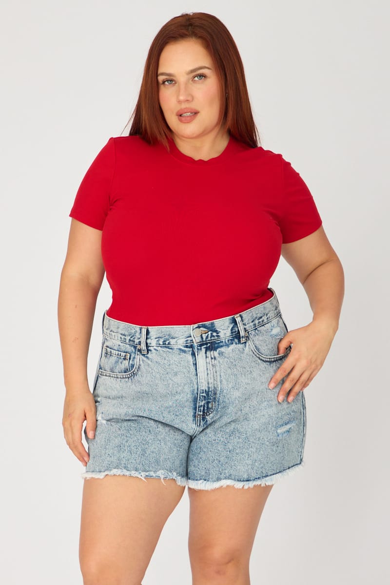 Denim Relaxed Shorts Mid Rise for YouandAll Fashion