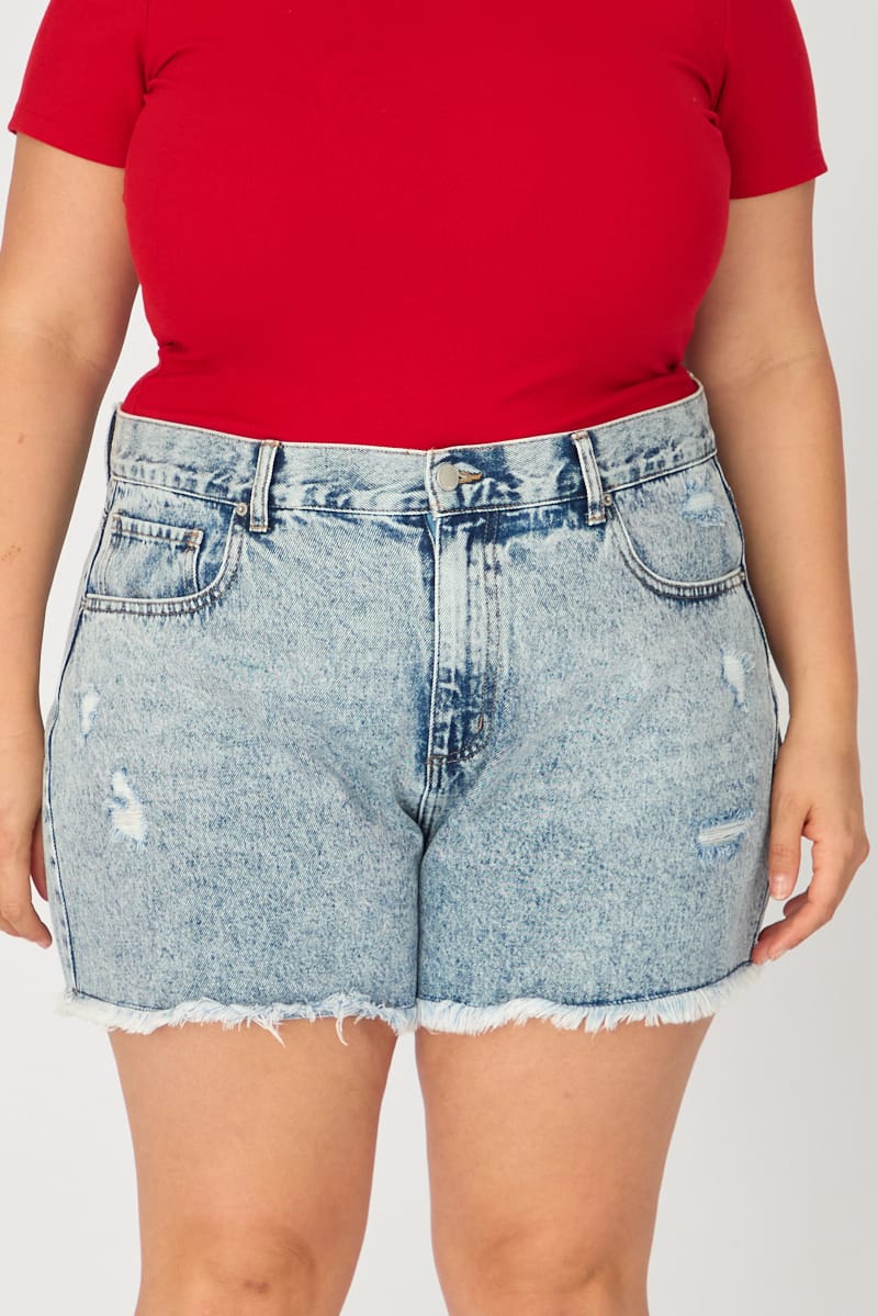 Denim Relaxed Shorts Mid Rise for YouandAll Fashion