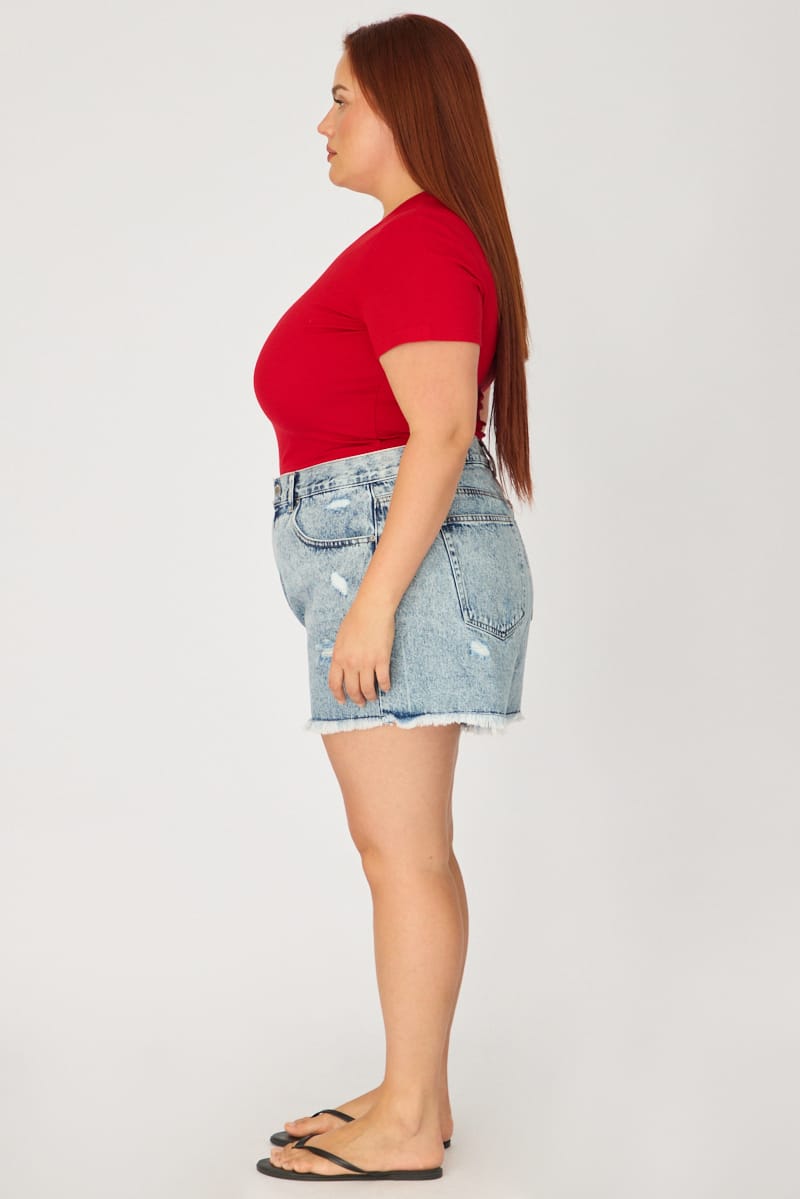 Denim Relaxed Shorts Mid Rise for YouandAll Fashion