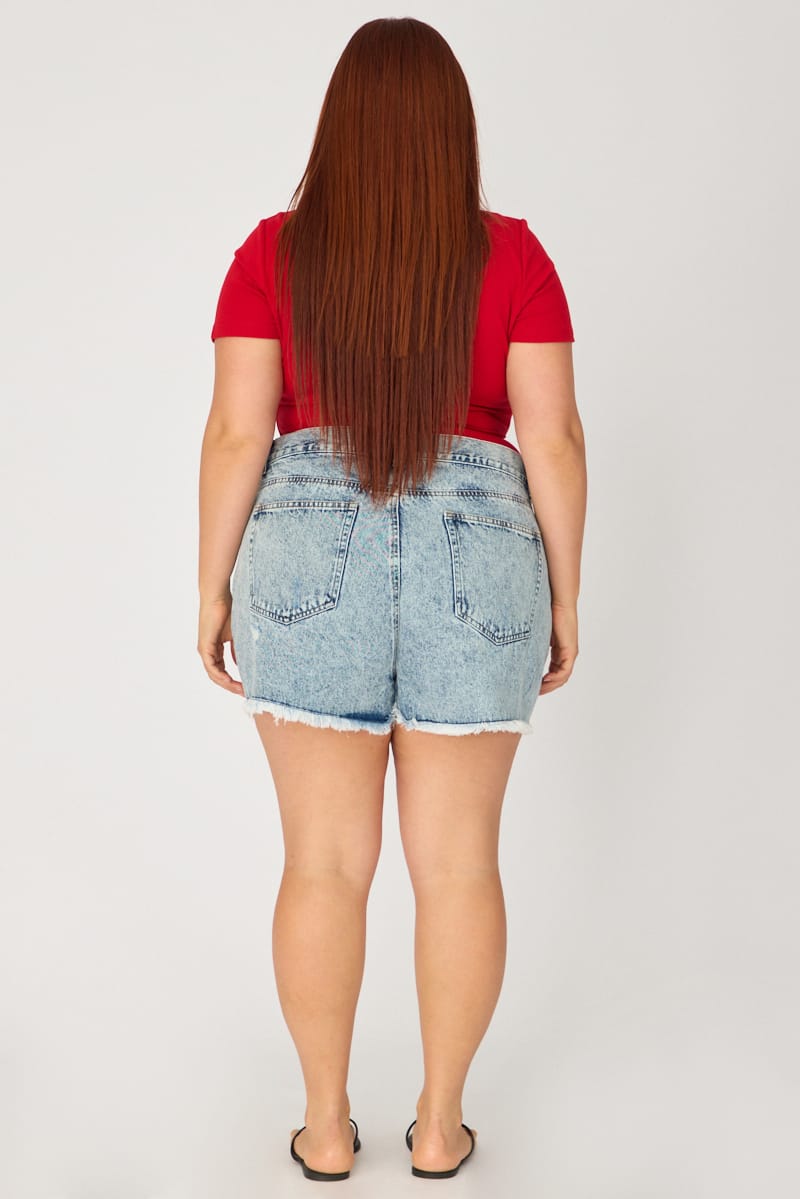 Denim Relaxed Shorts Mid Rise for YouandAll Fashion