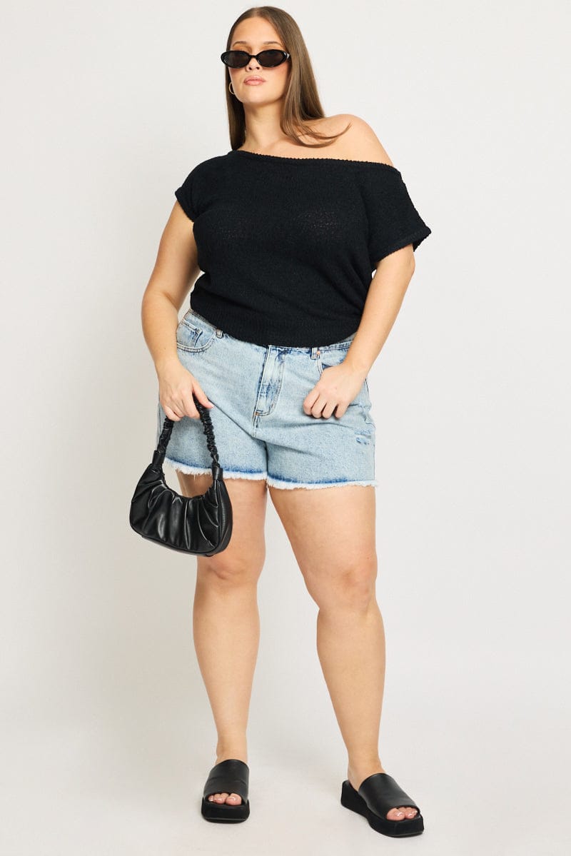 Denim Relaxed Shorts Mid Rise for YouandAll Fashion