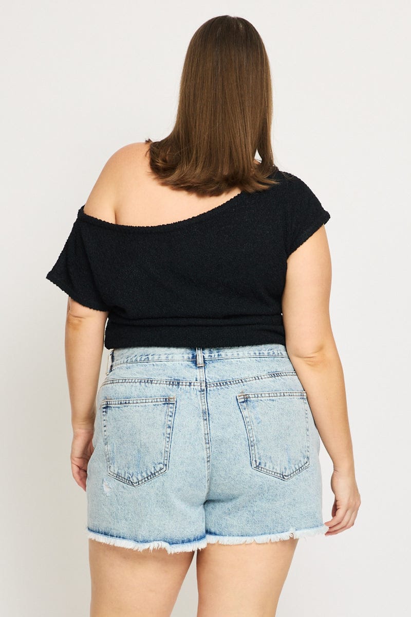 Denim Relaxed Shorts Mid Rise for YouandAll Fashion